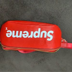 This red Louis Vuitton supreme bag is still in perfect condition
